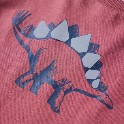 Langærmet T-shirt til børn str. 116 mørkerød