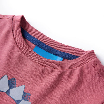 Langærmet T-shirt til børn str. 128 mørkerød