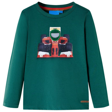 Langærmet T-shirt til børn str. 116 cm grøn