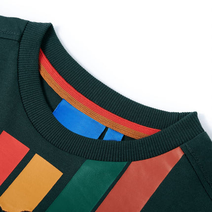 Langærmet T-shirt til børn str. 104 cm mørkegrøn