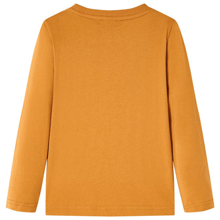 Langærmet T-shirt til børn str. 104 cm okkergul