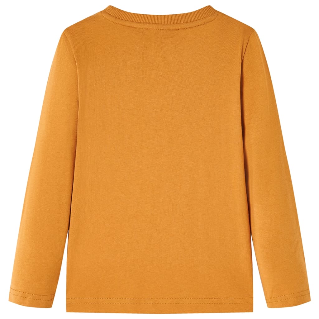 Langærmet T-shirt til børn str. 116 cm okkergul