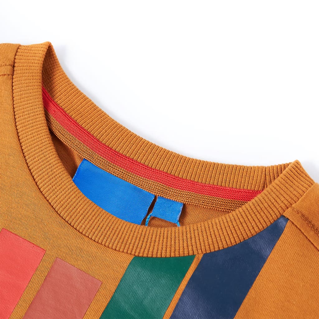 Langærmet T-shirt til børn str. 116 cm okkergul