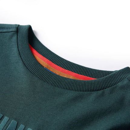 Langærmet T-shirt til børn str. 116 mørkegrøn