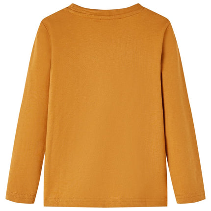 Langærmet T-shirt til børn str. 116 okkergul