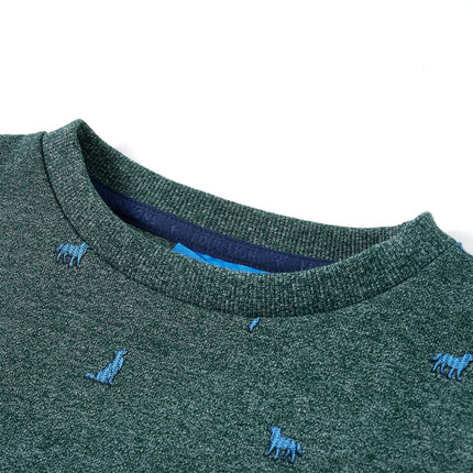 Sweatshirt til børn mørkegrønmeleret str. 116