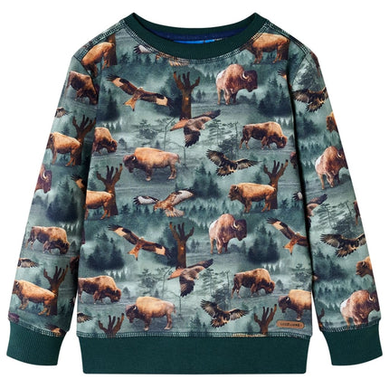 Sweatshirt til børn str. 104 mørkegrøn