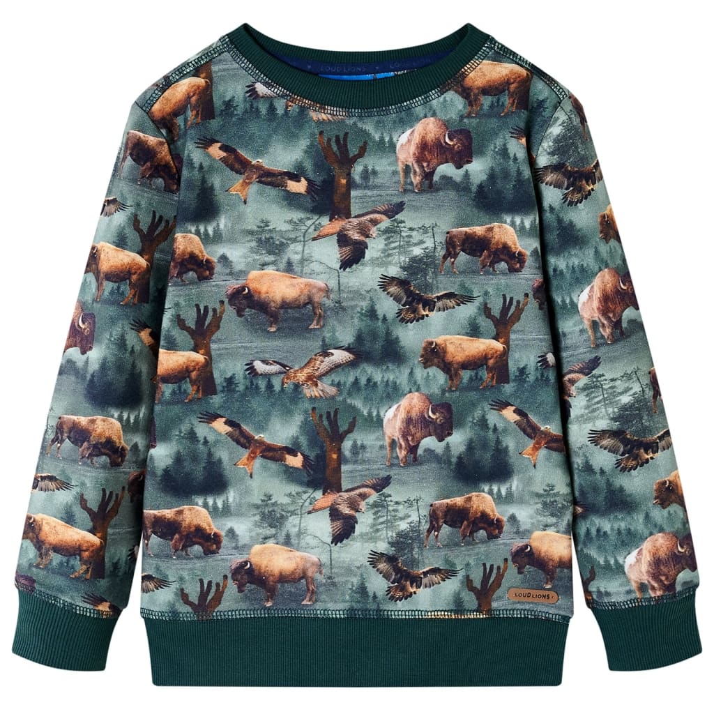 Sweatshirt til børn str. 104 mørkegrøn