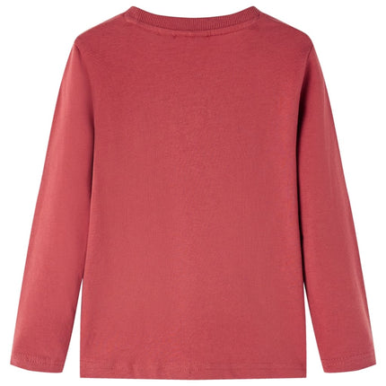 Langærmet T-shirt til børn str. 116 rød