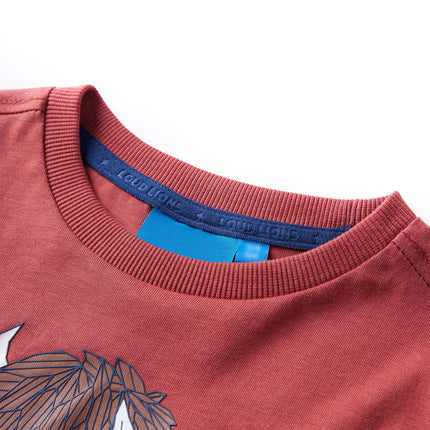 Langærmet T-shirt til børn str. 116 rød