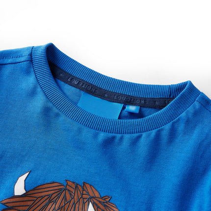 Langærmet T-shirt til børn str. 116 koboltblå