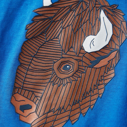 Langærmet T-shirt til børn str. 116 koboltblå