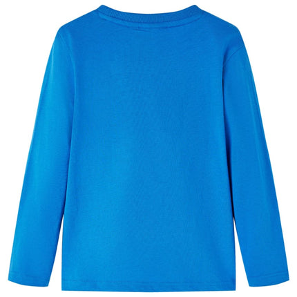 Langærmet T-shirt til børn str. 128 koboltblå