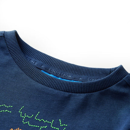 Langærmet T-shirt til børn str. 92 marineblå