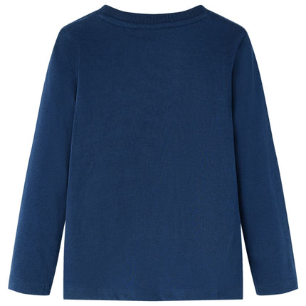 Langærmet T-shirt til børn str. 104 marineblå