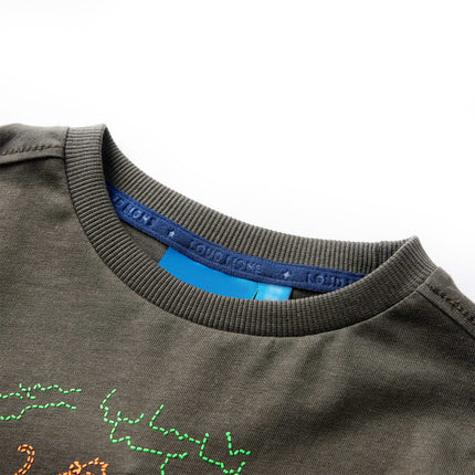Langærmet T-shirt til børn str. 104 kakifarvet