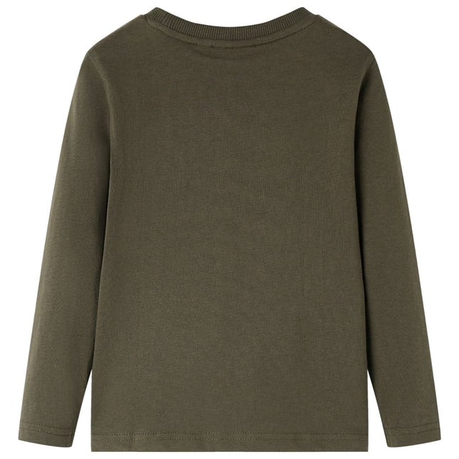 Langærmet T-shirt til børn str. 128 kakifarvet