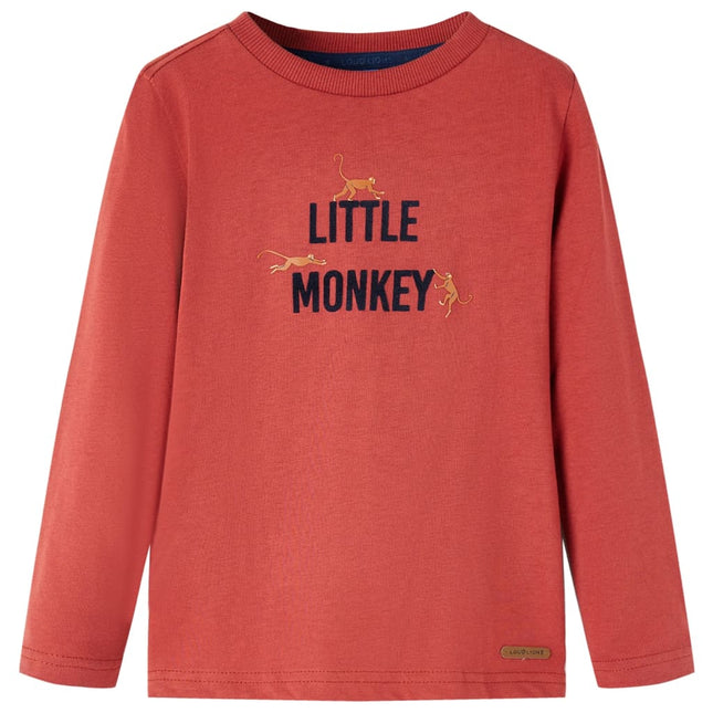 Langærmet T-shirt til børn str. 92 rød
