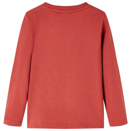 Langærmet T-shirt til børn str. 92 rød