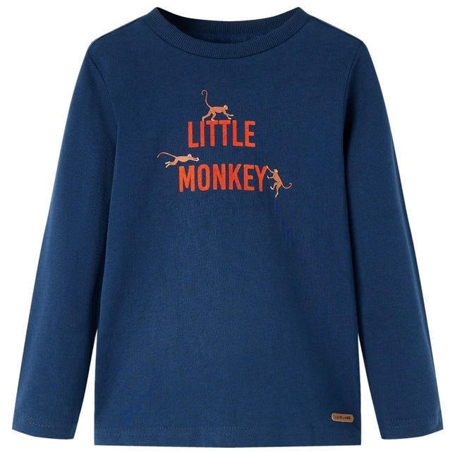 Langærmet T-shirt til børn str. 92 marineblå
