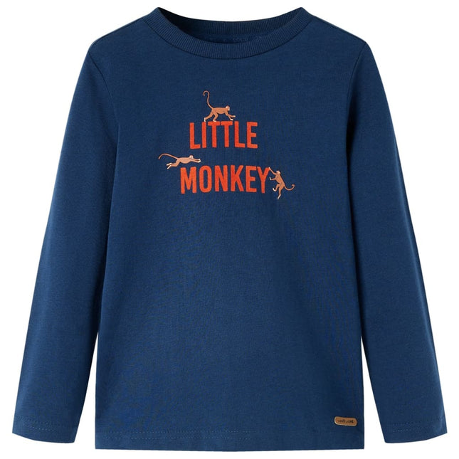 Langærmet T-shirt til børn str. 104 marineblå