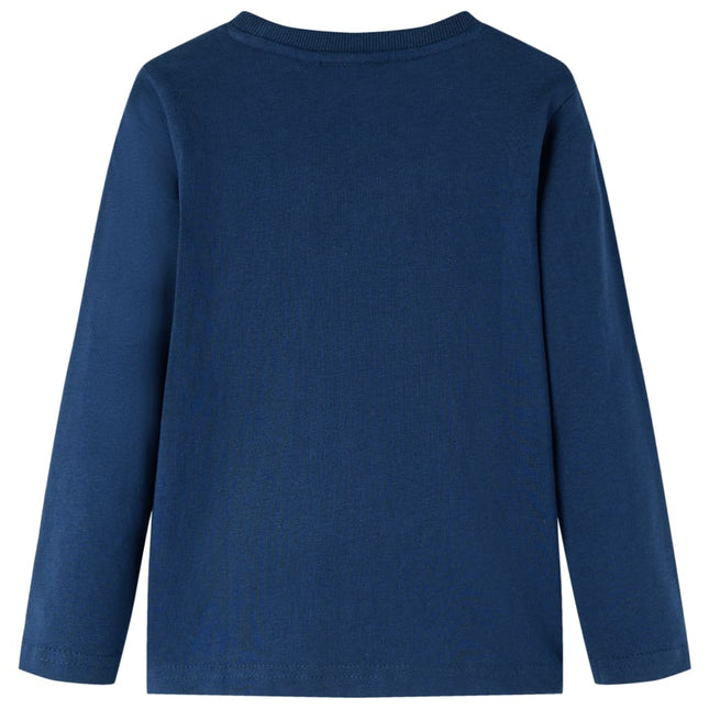 Langærmet T-shirt til børn str. 128 marineblå