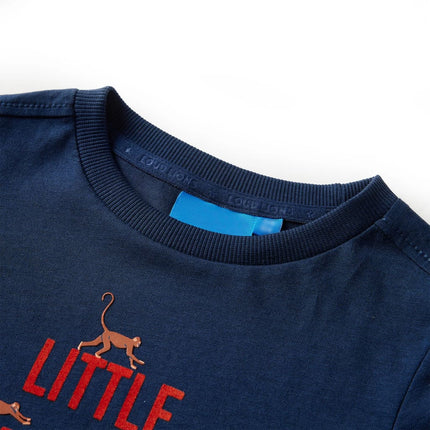 Langærmet T-shirt til børn str. 140 marineblå