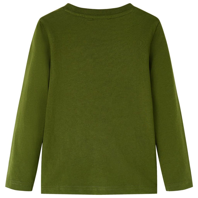 Langærmet T-shirt til børn str. 128 kakifarvet