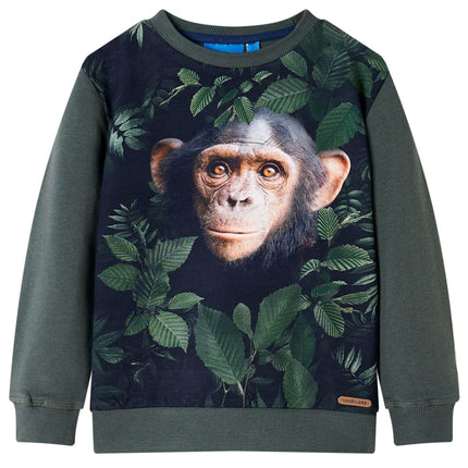 Sweatshirt til børn str. 104 mørk kakifarve