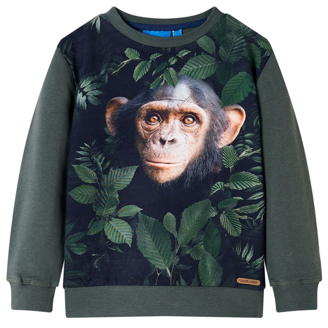 Sweatshirt til børn str. 104 mørk kakifarve