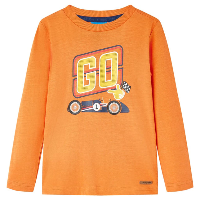 Langærmet T-shirt til børn str. 104 cm orange