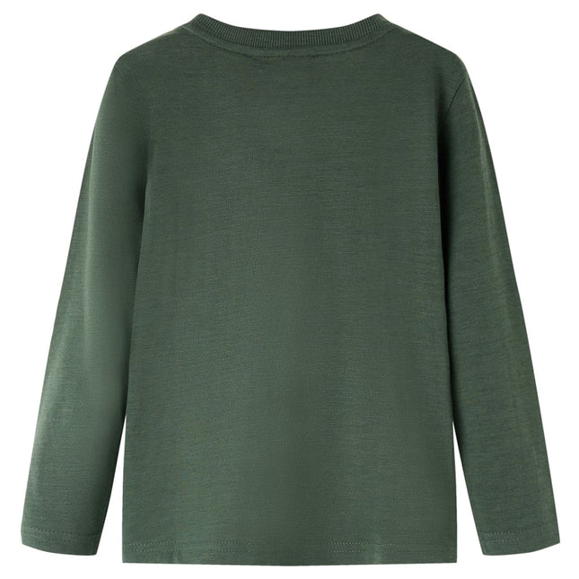 Langærmet T-shirt til børn str. 92 cm mørkegrøn