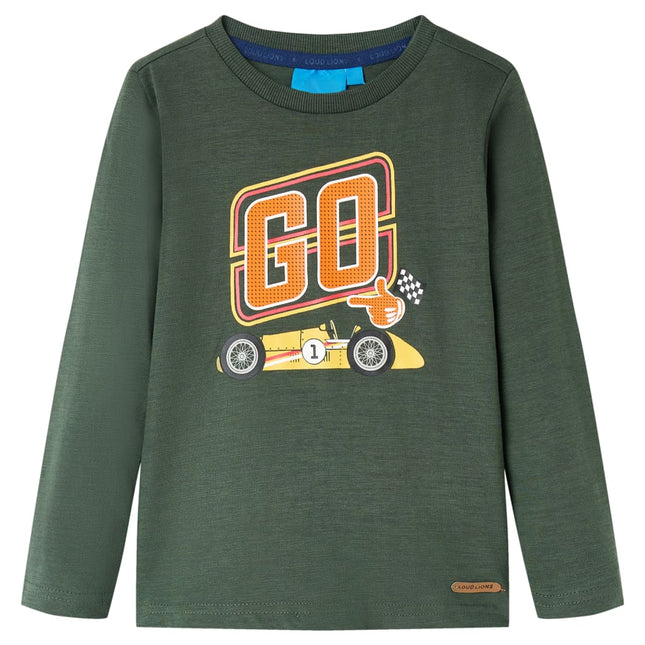 Langærmet T-shirt til børn str. 116 cm mørkegrøn
