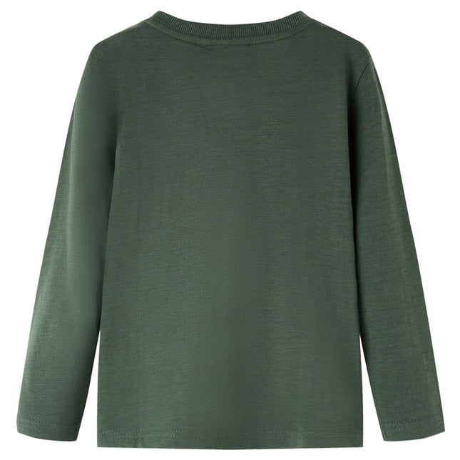 Langærmet T-shirt til børn str. 116 cm mørkegrøn