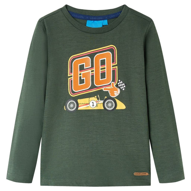 Langærmet T-shirt til børn str. 128 cm mørkegrøn