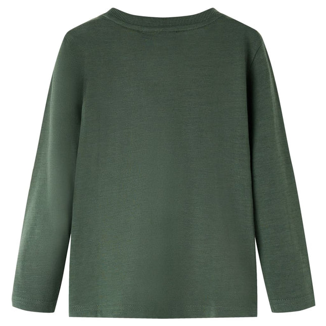 Langærmet T-shirt til børn str. 128 cm mørkegrøn