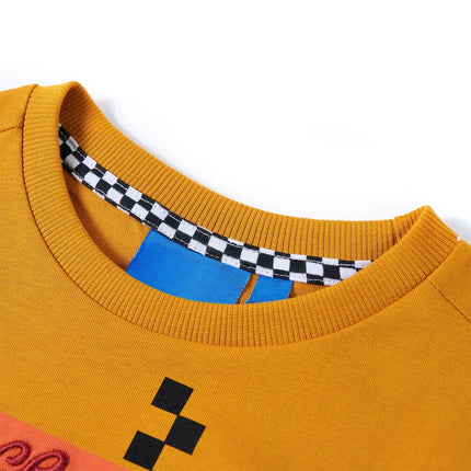 Langærmet T-shirt til børn str. 104 okkergul