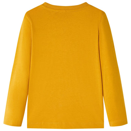 Langærmet T-shirt til børn str. 116 okkergul