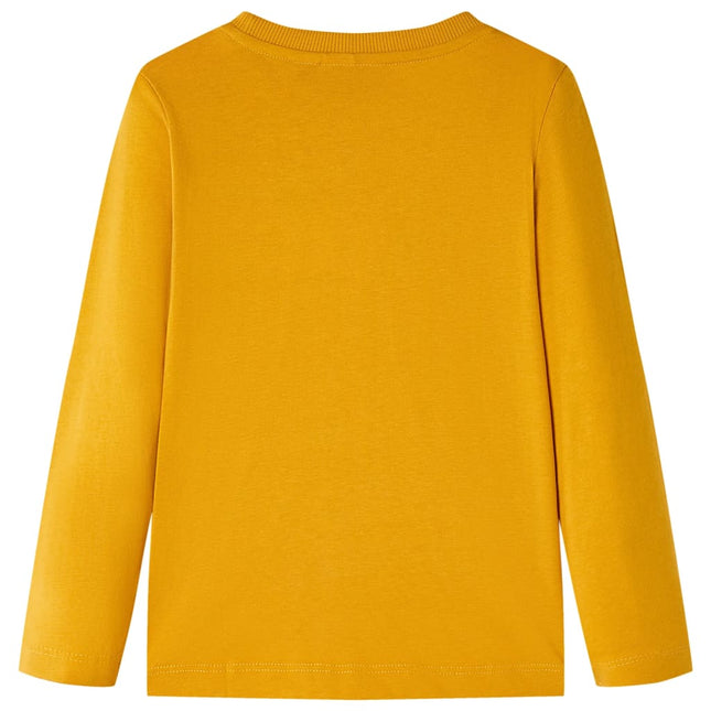 Langærmet T-shirt til børn str. 128 okkergul