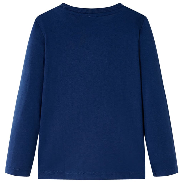 Langærmet T-shirt til børn str. 104 marineblå