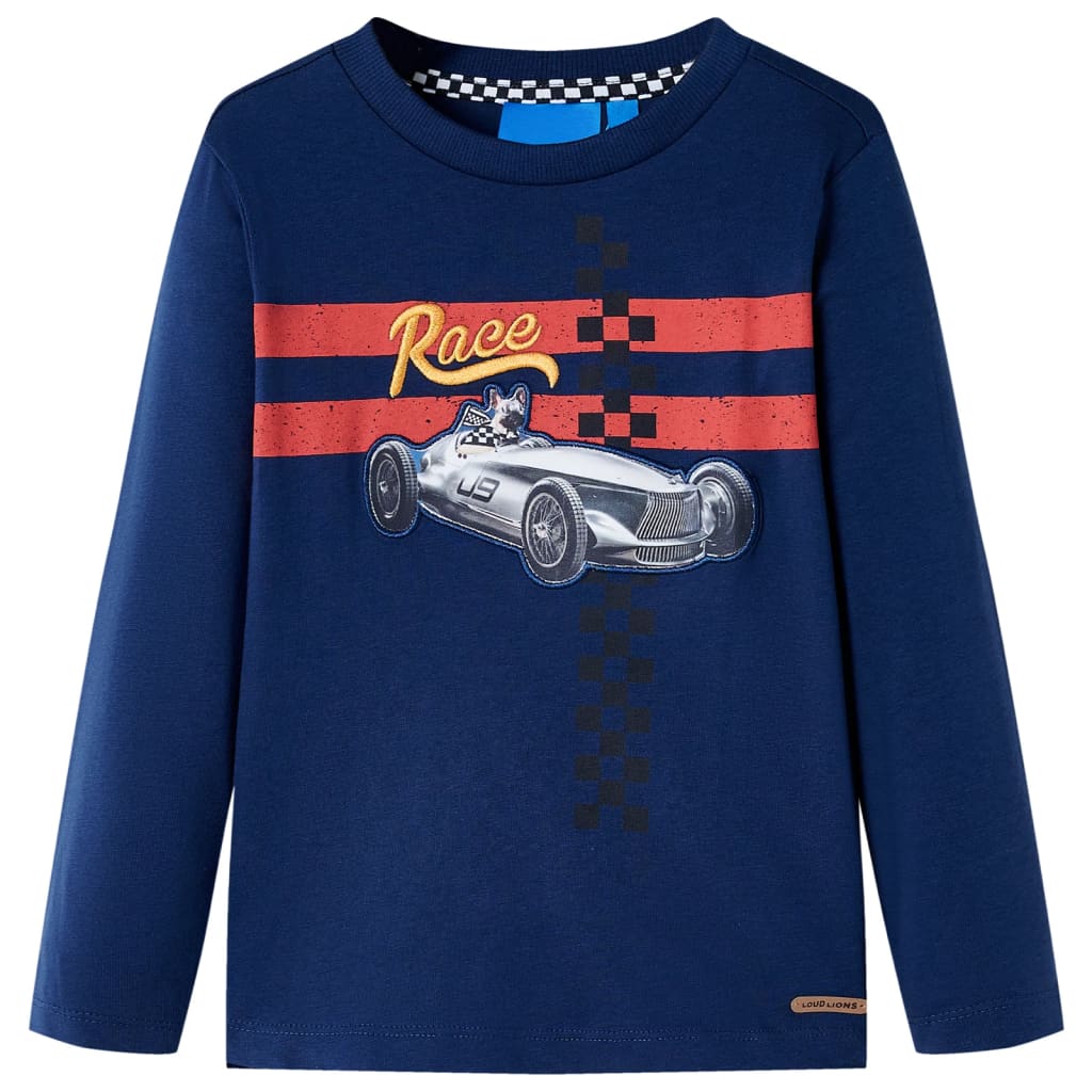 Langærmet T-shirt til børn str. 116 marineblå