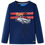 Langærmet T-shirt til børn str. 116 marineblå