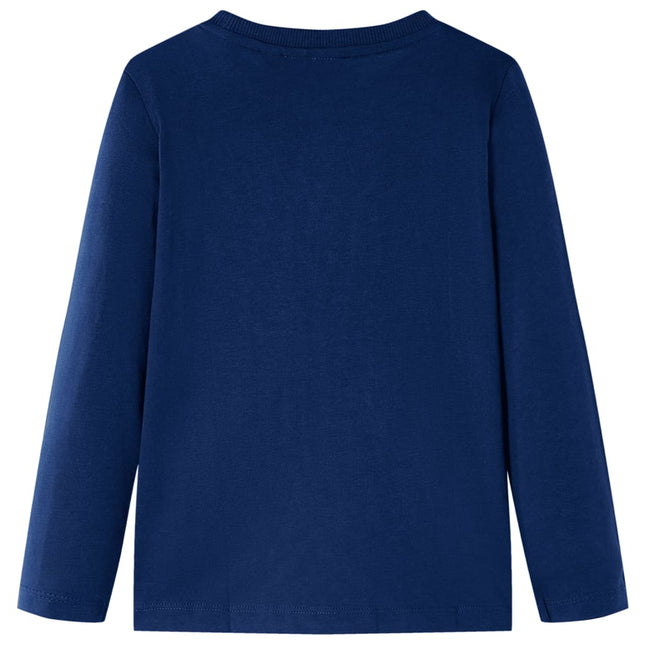 Langærmet T-shirt til børn str. 116 marineblå