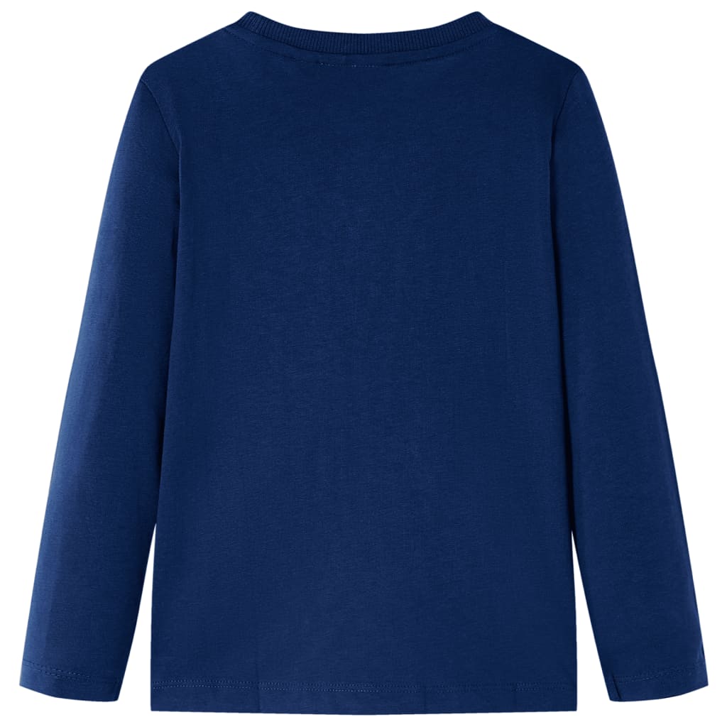 Langærmet T-shirt til børn str. 116 marineblå