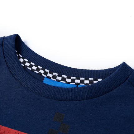 Langærmet T-shirt til børn str. 116 marineblå