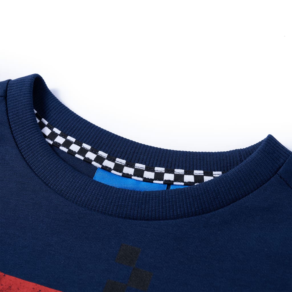 Langærmet T-shirt til børn str. 116 marineblå