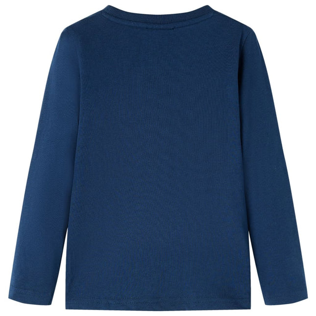 Langærmet T-shirt til børn str. 92 marineblå