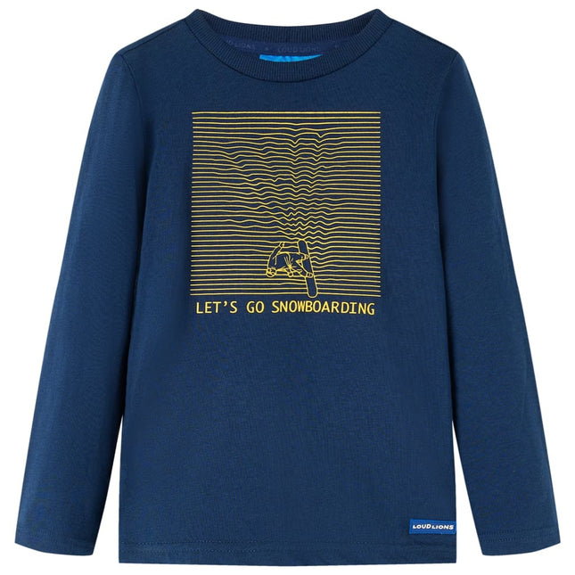 Langærmet T-shirt til børn str. 116 marineblå