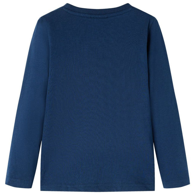 Langærmet T-shirt til børn str. 116 marineblå