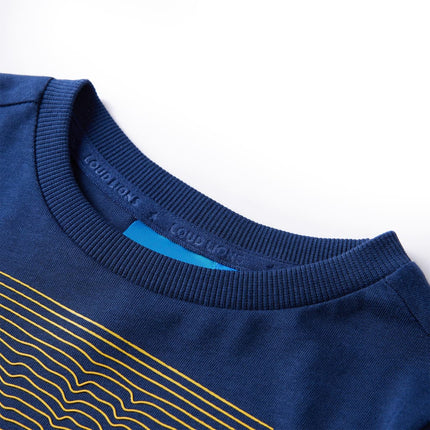 Langærmet T-shirt til børn str. 116 marineblå
